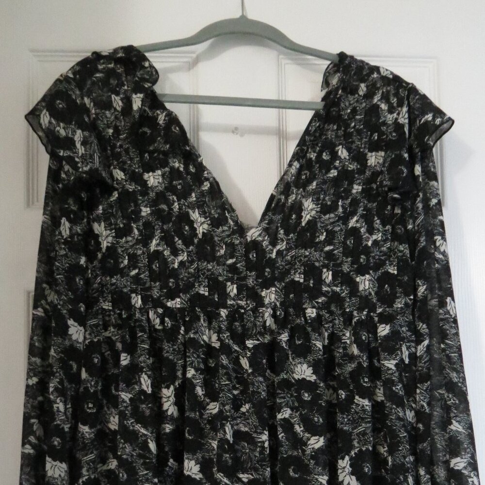 NWT $128 Free People Black and White Ruffle Dress Size XS X-Small